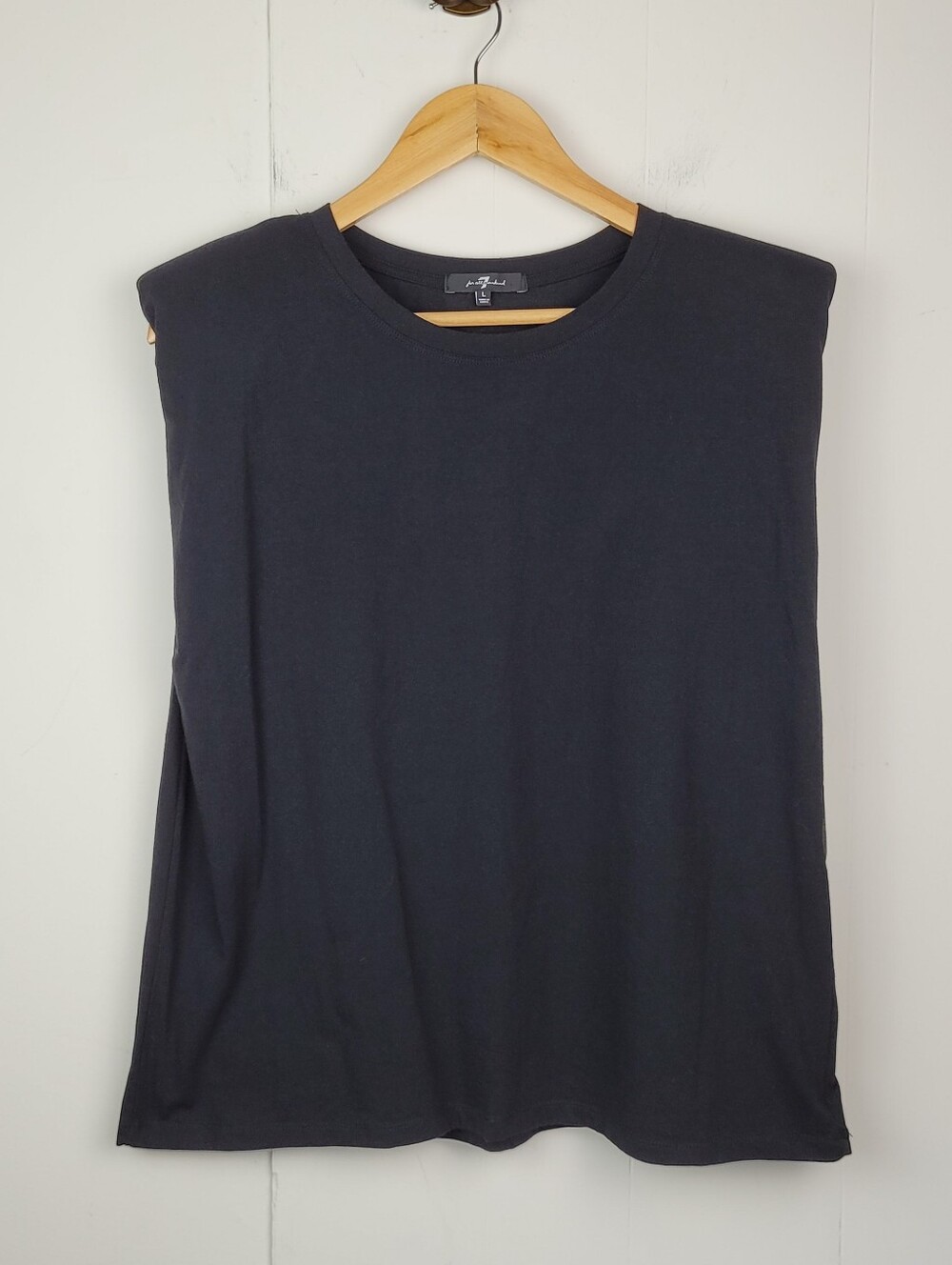 7 For All Mankind Large Black Padded Shoulder Muscle Tank
